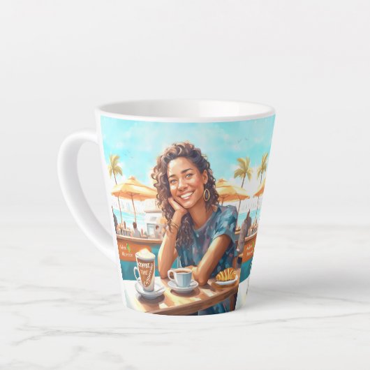 コーヒーブレイクの女の子 カフェラテマグ (左アングル)