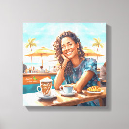 コーヒーブレイクの女の子 キャンバスプリント