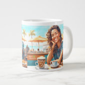 コーヒーブレイクの女の子 ジャンボコーヒーマグカップ (正面右)