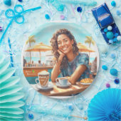 コーヒーブレイクの女の子 ペーパープレート (パーティー)