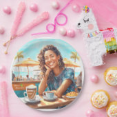 コーヒーブレイクの女の子 ペーパープレート (パーティー)