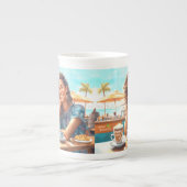 コーヒーブレイクの女の子 ボーンチャイナマグカップ (正面)