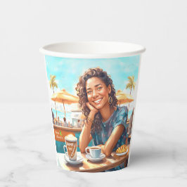 コーヒーブレイクの女の子 紙コップ