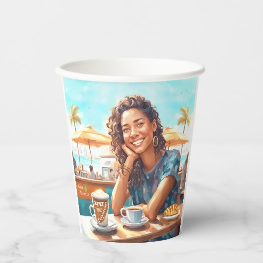 コーヒーブレイクの女の子 紙コップ (正面)