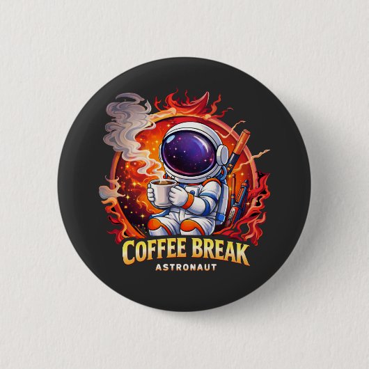 コーヒーブレイクの宇宙飛行士 缶バッジ (正面)