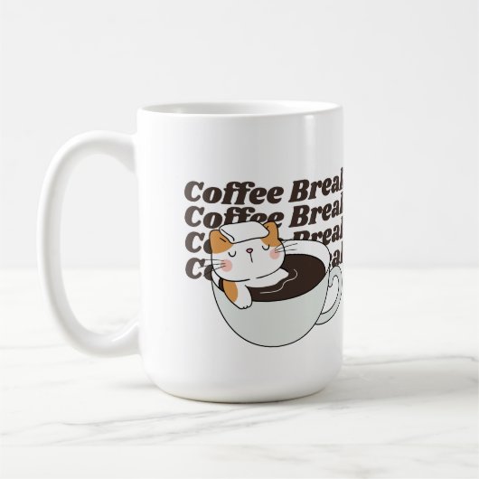 コーヒーブレイクの面白い猫 コーヒーマグカップ (左)