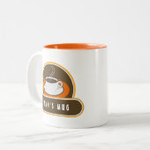 コーヒーブレイクコーヒーカップホワイトオレンジ色のカフェマグカップ ツートーンマグカップ (正面左)