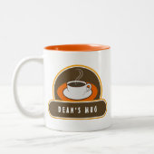 コーヒーブレイクコーヒーカップホワイトオレンジ色のカフェマグカップ ツートーンマグカップ (左)