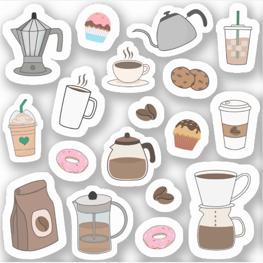 コーヒーブレイクコーヒーハウスかわいい箇条書きジャーナル シール (正面)