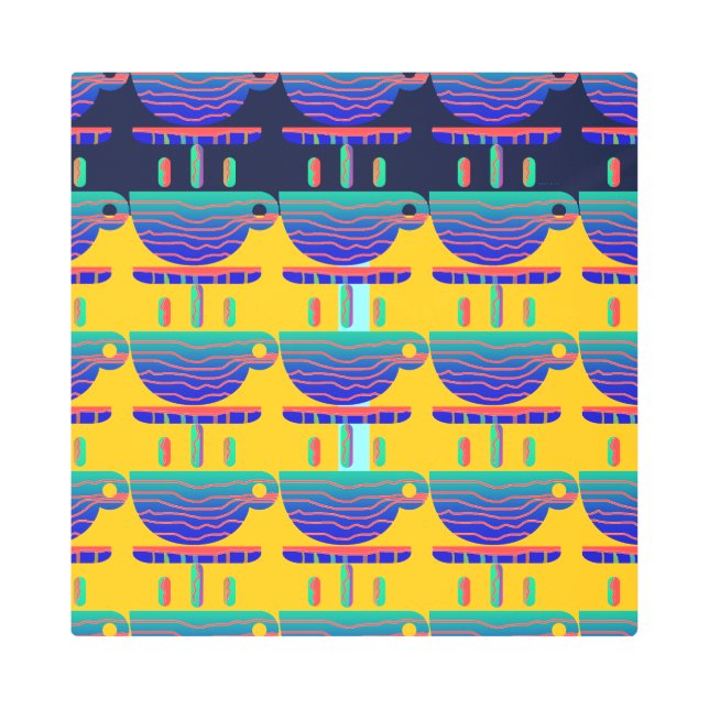 コーヒーブレイクリピート日当たりの良い黄色 メタルプリント (正面)