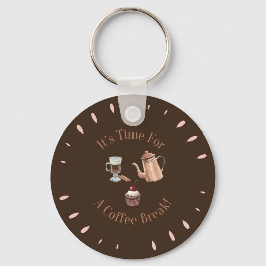コーヒーブレイク引用文キーチェーンの時間おもしろいだ キーホルダー (正面)