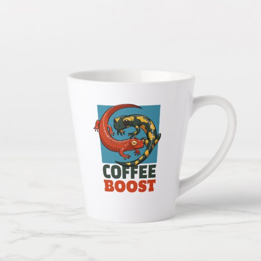 コーヒーブースト可愛い赤と火のサンダース漫画 カフェラテマグ (右)