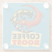 コーヒーブースト可愛い赤と火のサンダース漫画 ガラスコースター (裏面)