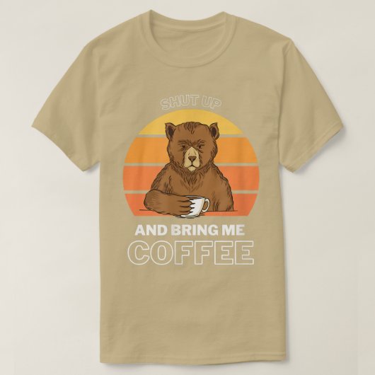 コーヒーベアーモーニングコーヒーを飲む Tシャツ (デザイン正面)