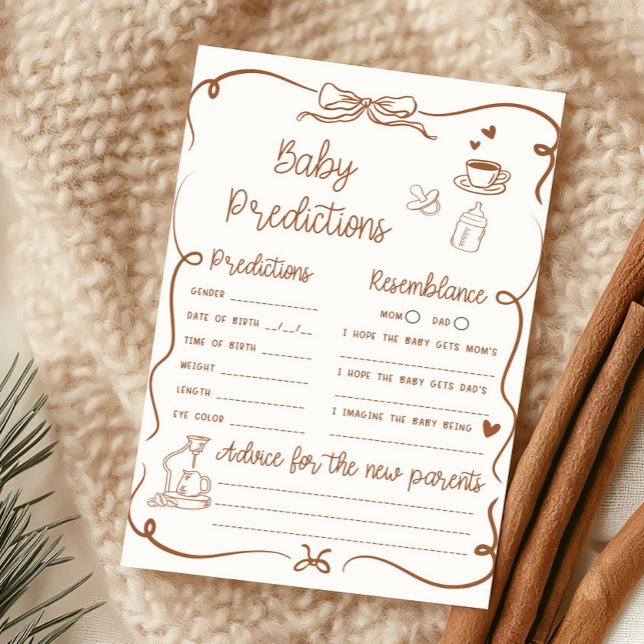 コーヒーベイビーは赤ちゃんを予測するゲーム (Hand Drawn Coffee Baby Shower Baby Predictions Game)