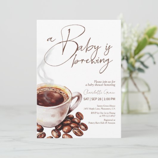 コーヒーベビーは赤ちゃんシャワー招待状 サンキューカード (スタンド正面)