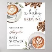 コーヒーベビーシャワーへようこそ – ベビーは16x20 ポスター (正面)