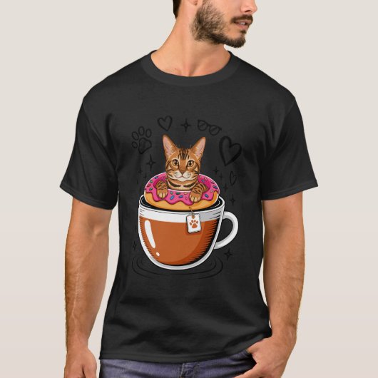 コーヒーベンガルキャットドーナツ Tシャツ (正面)