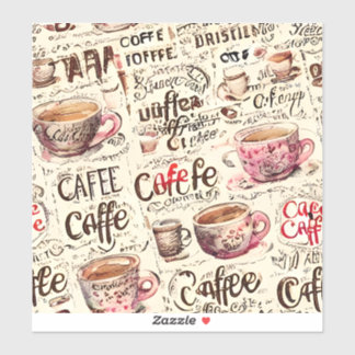 コーヒーベーカリーのビジネスコーヒーパターンシール シール