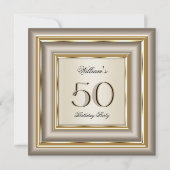 コーヒーベージュクリーム金ゴールドシルバーバースデーパーティー2 招待状 (正面)