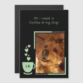 コーヒーペット写真ブラックグリーン磁気カード マグネット招待状 (正面/裏面)