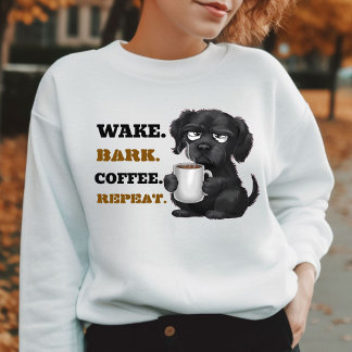 コーヒーペット犬とコーヒーを必要とするファー スウェットシャツ