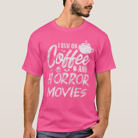コーヒーホラー映画 コーヒー好き ホラー映画ファン向けデザイン Tシャツ (正面)