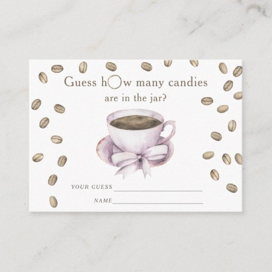 コーヒーボウガール赤ちゃんシャワーいくつキャンディーを推測 エンクロージャーカード (正面)