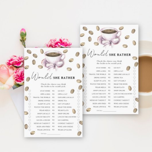 コーヒーボウブライダルシャワー彼女はむしろゲームをする