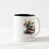 コーヒーボホタイポグラフィフローラ水彩 ツートーンマグカップ (正面右)