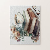 コーヒーボホフローラグリーンブラウンウォーター色 ジグソーパズル (縦)