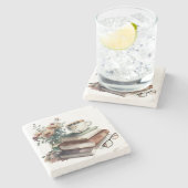 コーヒーボホフローラ水色グリーンブラウン ストーンコースター (横)