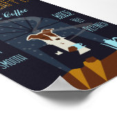 コーヒーポスタイタリアンーアートを楽しむ犬 ポスター (角)