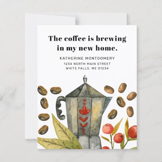 コーヒーポットで淹れる予算の引っ越しお知らせ (正面)