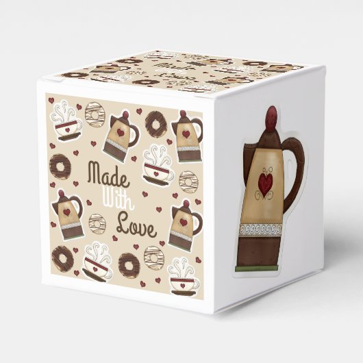 コーヒーポットとカップ自家製ケーキ フェイバーボックス (正面サイド)