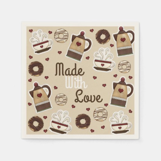 コーヒーポットとカップ スタンダードカクテルナプキン (正面)