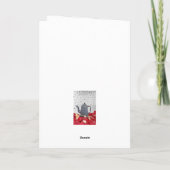 コーヒーポットの思い出と赤いテーブルクロス誕生日カード カード (裏面)