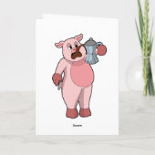 コーヒーポットを持った豚 カード (裏面)