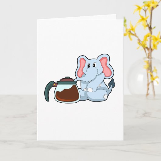 コーヒーポットを持った象 カード (黄色い花)