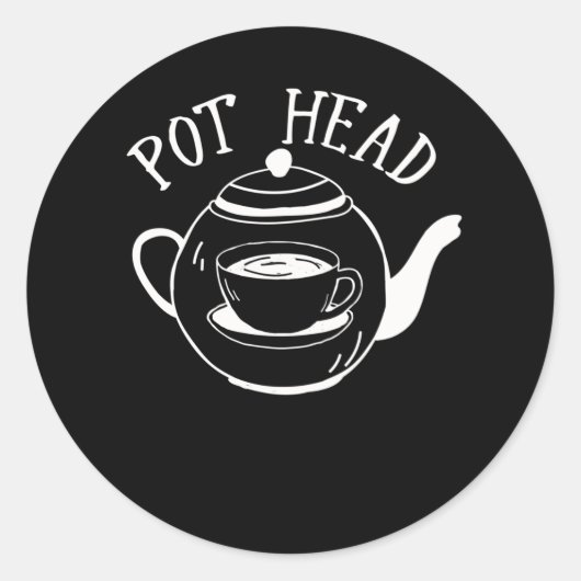 コーヒーポット恋人の皮肉なカフェインユーモア ラウンドシール (正面)