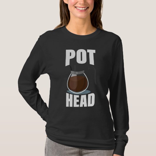 コーヒーポット頭エスプレッソカフェイン豆Rを飲む Tシャツ (正面)