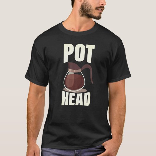 コーヒーポット頭エスプレッソカフェイン豆Rを飲む Tシャツ (正面)