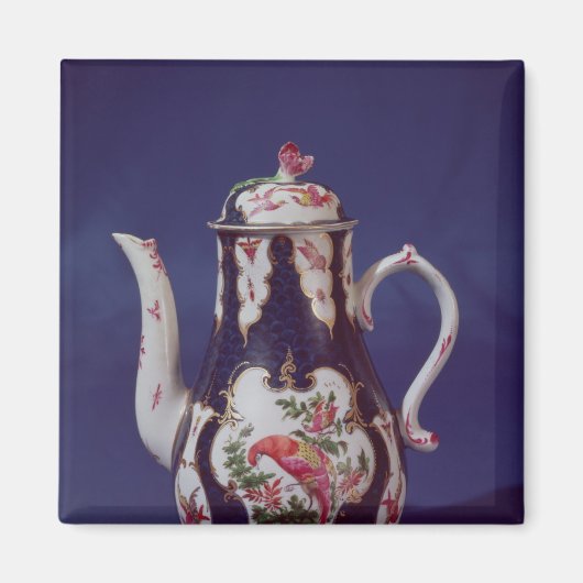 コーヒーポット飾と鳥 マグネット (正面)