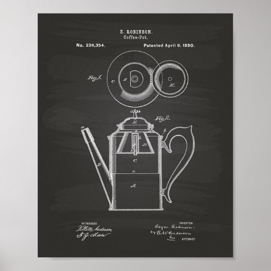 コーヒーポット1880特許技術Chalkboard ポスター (正面)