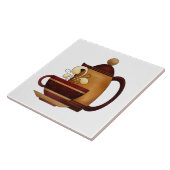 コーヒーポット&カップキュートなセラミックキッチンタイル タイル (側面)