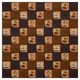 コーヒーポット&カップ素朴生地 ファブリック