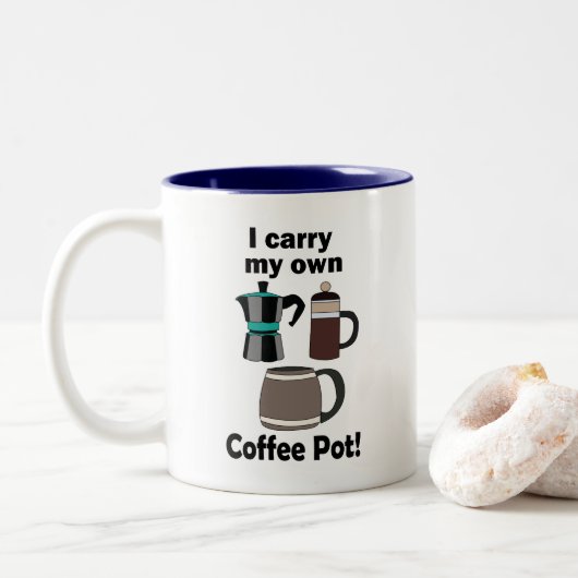 コーヒーポット 私は自分のコーヒーポットを持ち歩く コーヒー好き ツートーンマグカップ (ドーナツ)