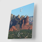 コーヒーポットRock Iのセドナ・アリゾナ スクエア壁時計 (傾斜)