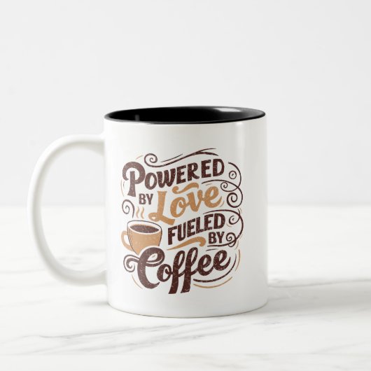 コーヒーマグで煽られた愛で動く ツートーンマグカップ (左)