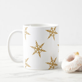 コーヒーマグとグリッター金ゴールド雪片 コーヒーマグカップ